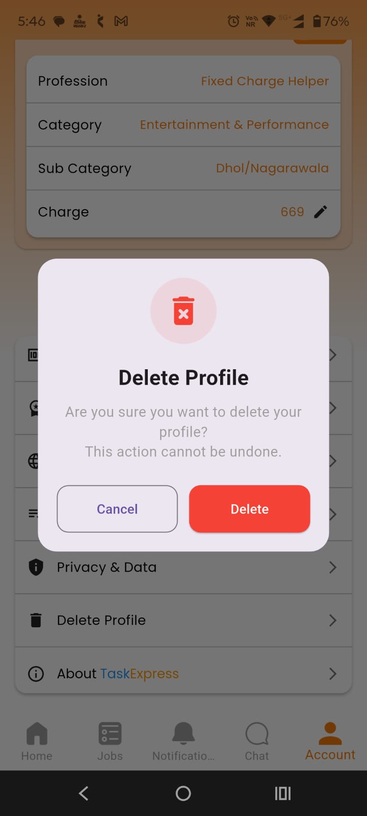 Provider Delete Account