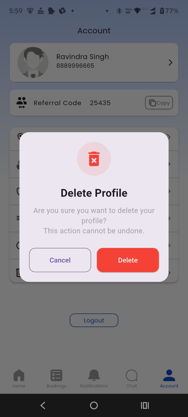 User Delete Account
